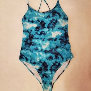 Old Navy Women's M Tall Cool Tie Dye Watercolor Strappy Back One Piece Swimsuit